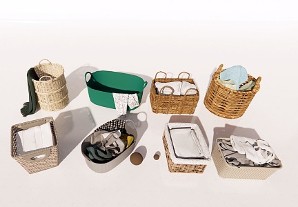 Modern Storage Basket Storage Basket Bamboo Basket Dirty Clothes Basket 3d model