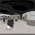 Clothing Store Display Shelves With Mannequins And Neatly Arranged Suits In Interior