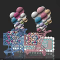 Vibrant Check in Photo Spot With Blue Pink Shopping Carts Colorful Balloons And Balls