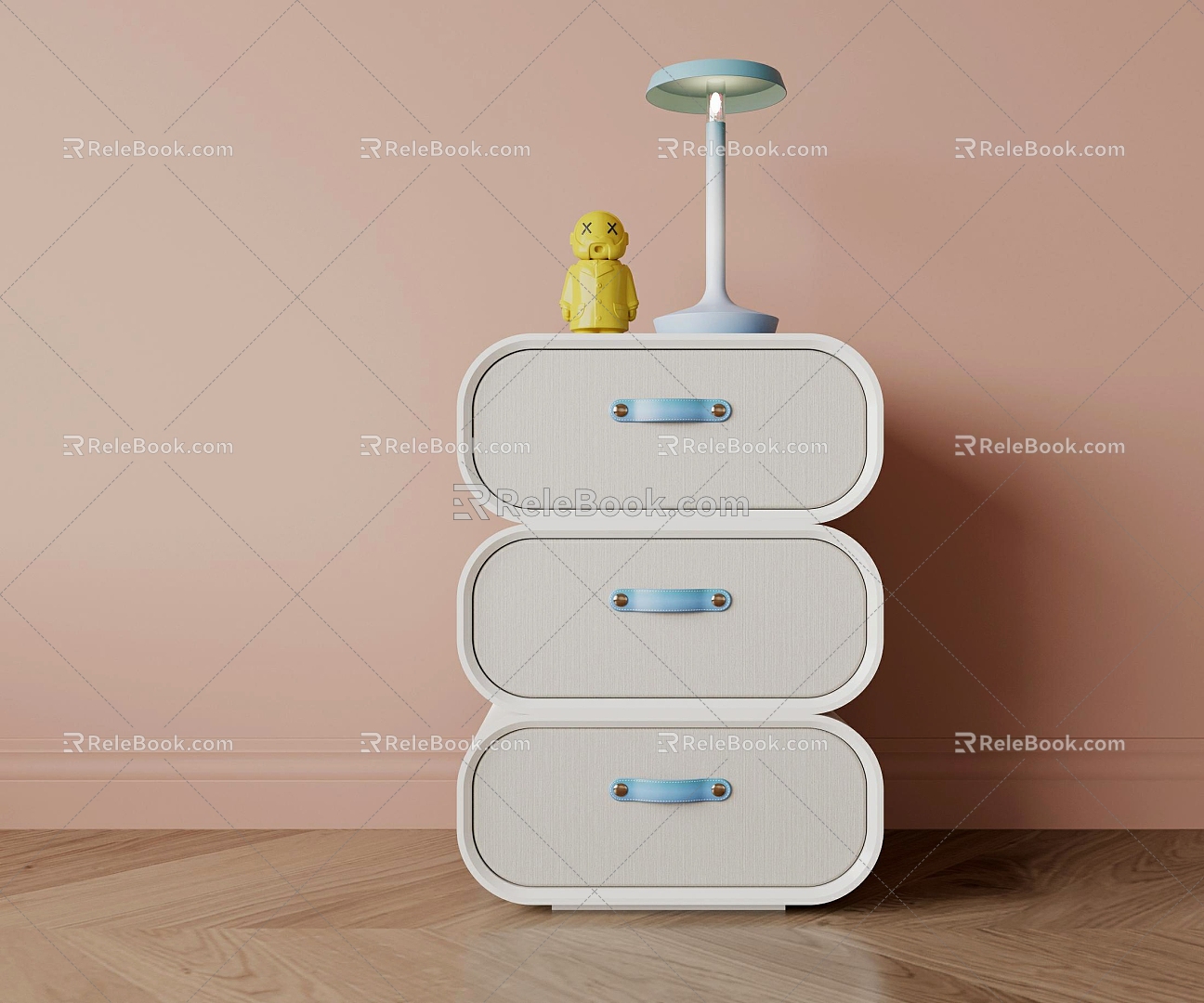 Cartoon Children Drawer Bedside Cabinet 3d model