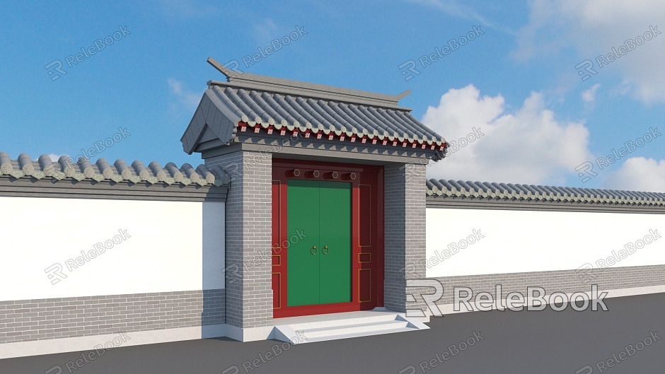 Ming and Qing style wall-mounted door model