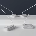 Modern Headphone Speakers With Long Microphone Boom Digital Display And Control Buttons