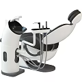 Modern Dental Chair With Gray Upholstered Seat Backrest And White Instrument Arm