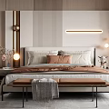 Modern Bedroom Interior Design With Comfortable Bed Wooden Nightstands Area Rug And Pendant Lighting