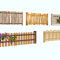 Wooden Garden Fences in Various Styles with Decorative Plants and Patterns