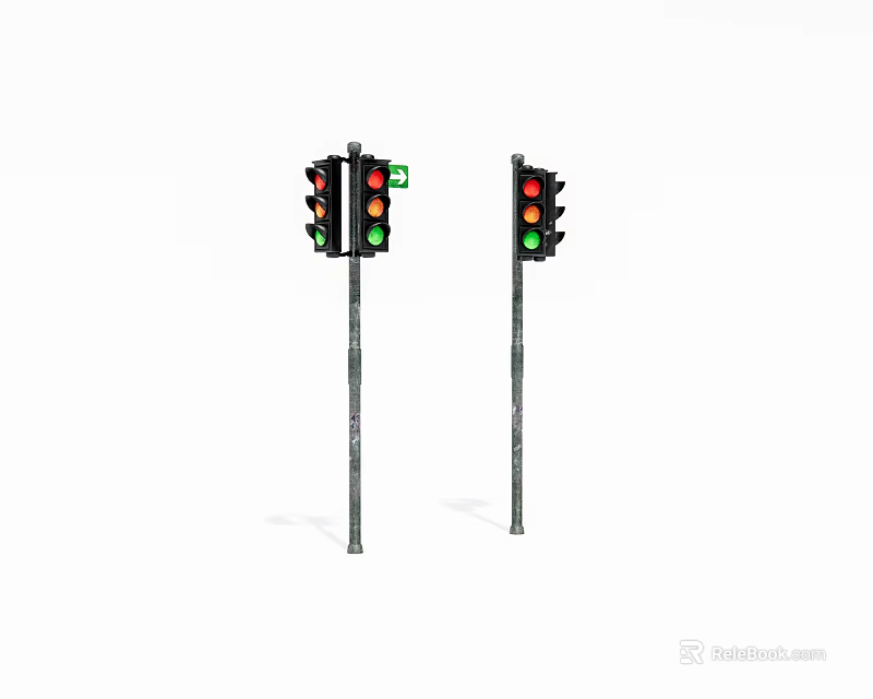Two Traffic Lights With Green Signals Illuminated On White Background 3d model 