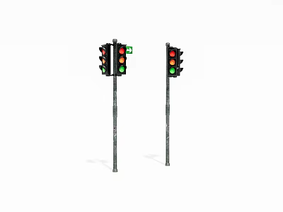 Two Traffic Lights With Green Signals Illuminated On White Background 3d model