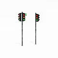 Two Traffic Lights With Green Signals Illuminated On White Background