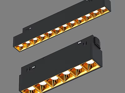 Modern LED Downlight Spotlight Fixtures With Multiple Golden Lamps In Black Housing 3d model