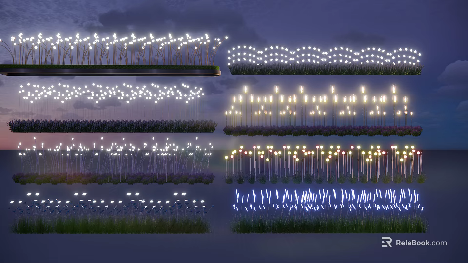 Outdoor Decorative Lights With Various Styles And Colorful Illumination For Landscapes 3d model 