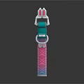 Colorful Pet Collar With Green Strap Pink Blue Pattern And Metal Buckle
