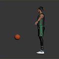 Man in Celtics Basketball Jersey Number 9 Standing with Arms Outstretched and Basketball