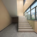 Sleek Modern Corporate Lobby Reception Desk With Curved Linear Ceiling Lights And Glossy Marble Flooring
