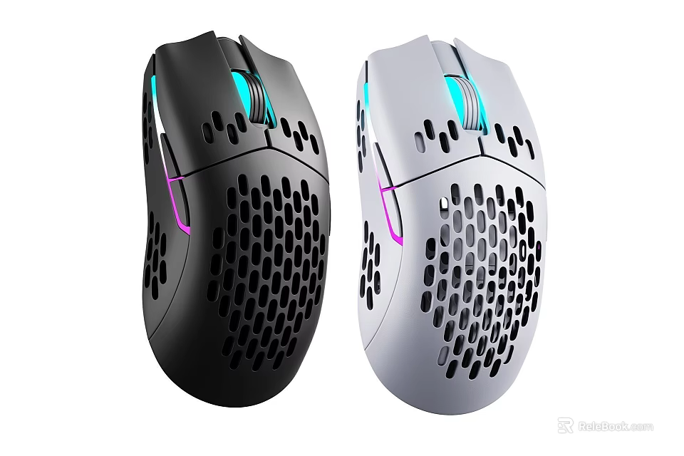 Black and White Computer Mouse with Hollow Design and RGB Lighting 3d model 