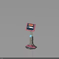 Standing Touchscreen Kiosk Equipment With Pink Blue Display Screen And Stable Base Design 3d model