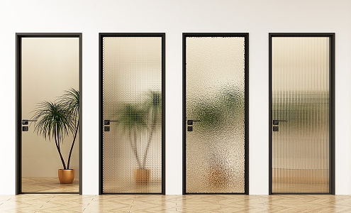 Modern swing door glass single door 3d model