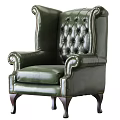 Elegant Leather Accent Chair With Tufted Backrest And Classic Armrests Design
