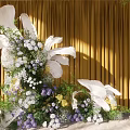 914 jw golden paper flower background wedding cursive master and design material renderings 3d model
