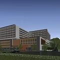 Modern Multi Story Hotel Building Exterior With Glass Facade And Landscaped Gardens