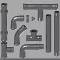 Various Metal Pipe Fittings Including Elbows Tees Straight Pipes and Connectors