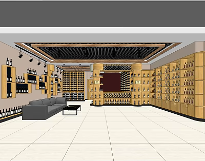 Modern storefront wine shop 3d model