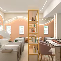 Elegant Modern Spa Club Interior With Treatment Beds Side Tables And Hanging Lights