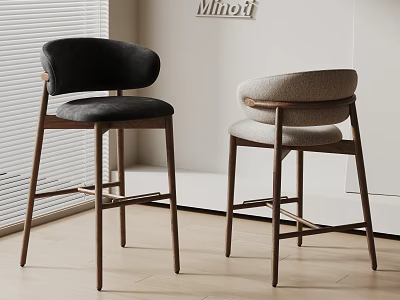 Modern Style Dining Chairs With Wooden Frame And Upholstered Seats In Black And Light Colors 3d model