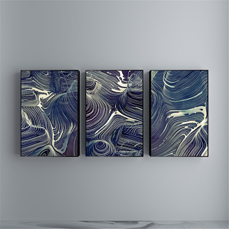 Modern abstract painting simple blue living room abstract color block decorative painting 3d model