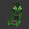 Silver Gray Office Chair With Racing Seat Design Ferrari Logo Dark Seat And Red Button