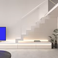 Modern Loft Apartment Living Room With Sofa TV And Bookshelves