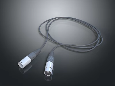 High Quality Gray Electronic Cable With Flexible Design And Metal Connectors On Both Ends 3d model