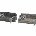 Modern Gray Two Seater Sofa With Cozy Throw Pillows And Stylish Throw Blanket
