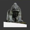 Detailed Prehistoric Reptile Creature Model On Colorful Rocky Base