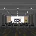 Modern Conference Room Interior With Arranged Chairs Large Screen And Carpet