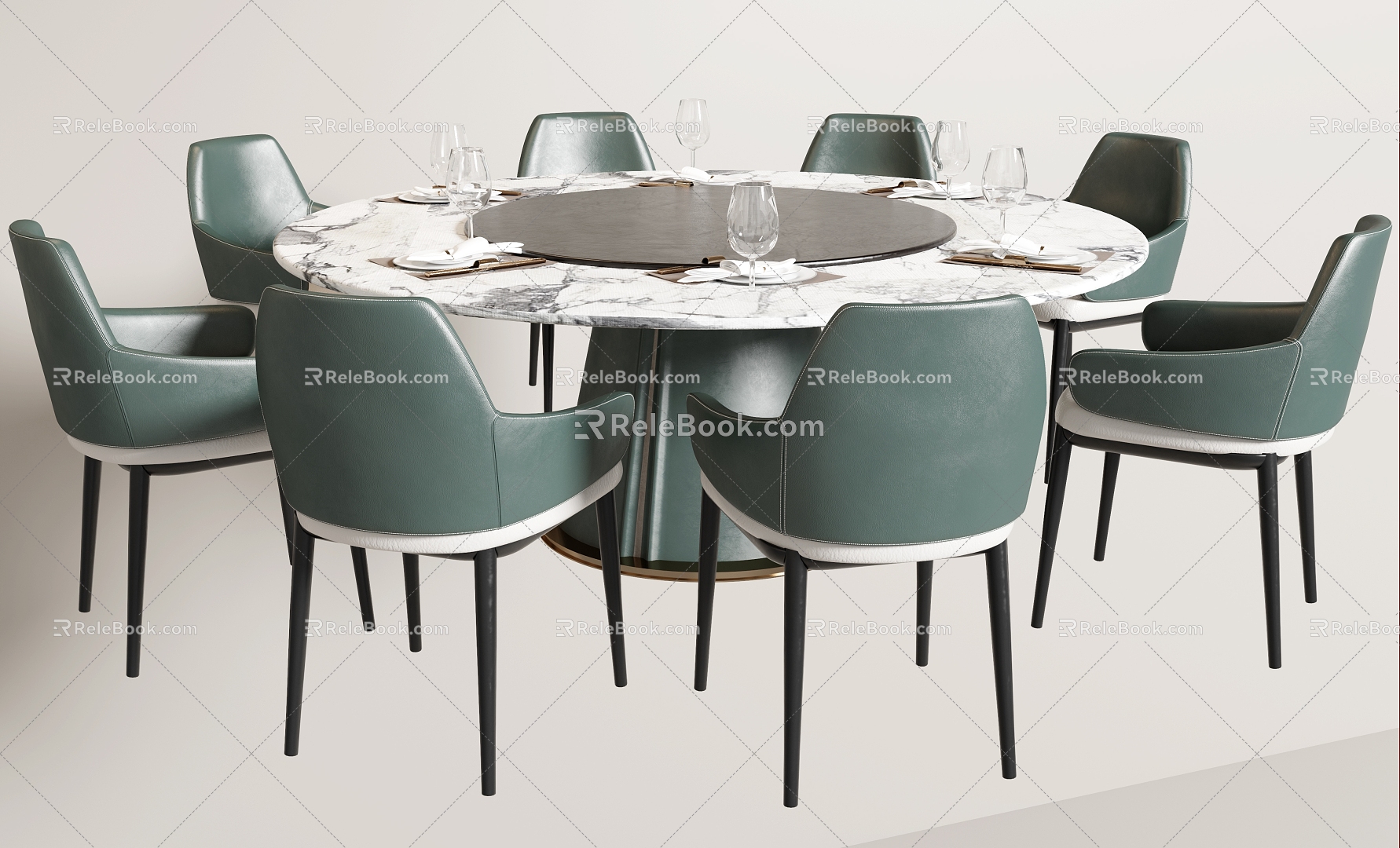 Modern Dining Table and Chair Combination 3d model