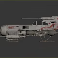 White And Red Sci Fi Fighter Airplane With Unique Wing Cannon Structure And Cockpit 3d model