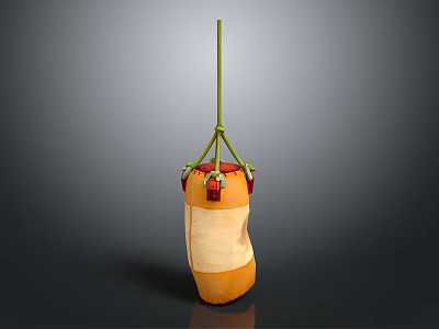 Hanging Household Storage Bag With Yellow Body And Green Straps For Daily Use 3d model