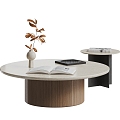 Middle Ancient Style Coffee Table Combination Round Coffee Table Mother and Mother Coffee Table Rock Plate Coffee Table Solid Wood Coffee Table 3d model