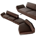 Modern Brown Leather Sectional Sofa with Metal Legs and Comfortable Design 3d model