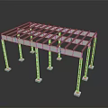Industrial Metal Frame Structure With Steel Support Columns And Grid Beams