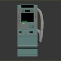 Turquoise Self Service Computer Terminal With Display Screen And Control Buttons