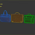 Brown Leather Briefcases In Three Different Styles With Handheld Straps And Classic Design 3d model