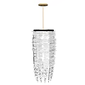 Modern Chandelier Design With Layered White Slender Elements And Metallic Top Frame 3d model