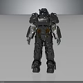 Futuristic Mechanical Warrior Character With Metallic Armor And Detailed Exoskeleton Design