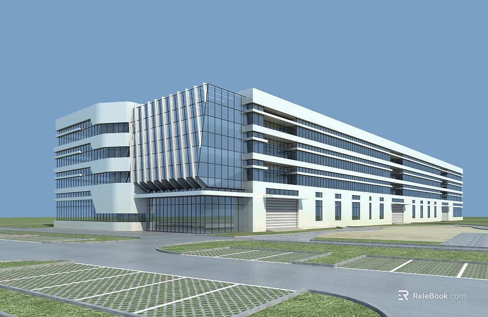 Modern Multi Storey Office Building With Glass Facade And Sleek Architectural Design 3d model 