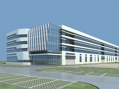 Modern Multi Storey Office Building With Glass Facade And Sleek Architectural Design 3d model