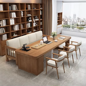 Study sofa large desk 3d model
