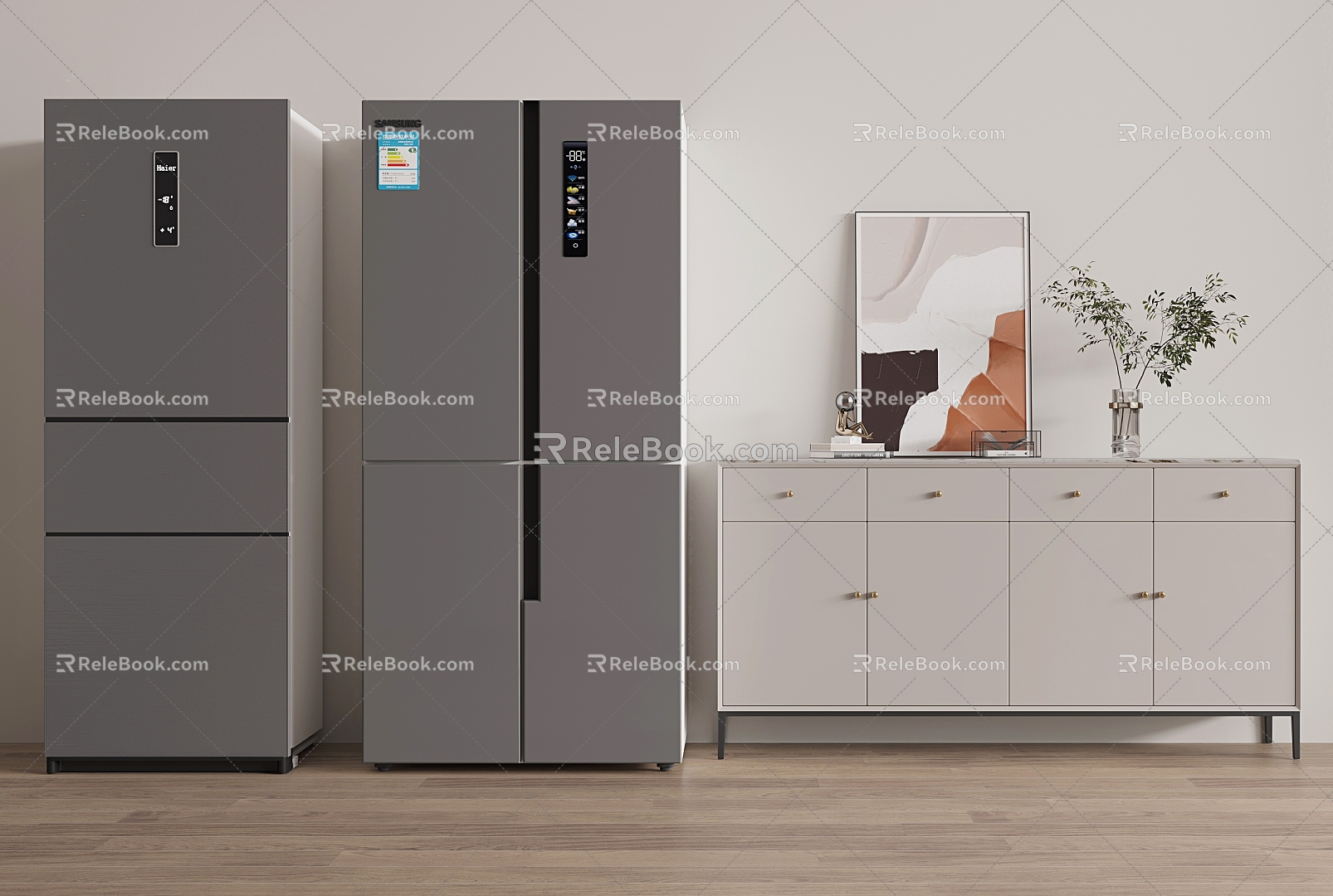 Refrigerator Single Door Refrigerator Double Door Refrigerator 3d model