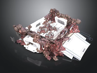 Organic Hair Like Structures And Organ Components In White 3D Architectural Model 3d model