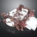 Organic Hair Like Structures And Organ Components In White 3D Architectural Model